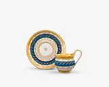 Königliche Porzellanmanufaktur Berlin Kpm, A KPM Berlin porcelain cup and saucer with coloured stripes