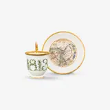 Königliche Porzellanmanufaktur Berlin Kpm, A KPM Berlin porcelain cup inscribed "1813" and saucer with a plan of the Battle of the Nations