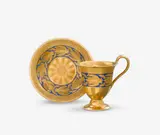 Königliche Porzellanmanufaktur Berlin Kpm, A KPM Berlin porcelain cup and saucer with acanthus on blue ground