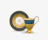 Königliche Porzellanmanufaktur Berlin Kpm, A KPM Berlin porcelain cup and saucer with gilded fluting