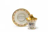 Königliche Porzellanmanufaktur Berlin Kpm, A KPM Berlin porcelain cup for a whist enthusiast and a saucer