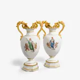 Königliche Porzellanmanufaktur Berlin Kpm, An important pair of KPM Berlin porcelain vases with allegories of architecture and painting