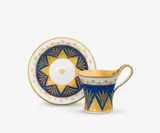 Königliche Porzellanmanufaktur Berlin Kpm, A KPM Berlin porcelain cup and saucer with palmettes and matte blue ground