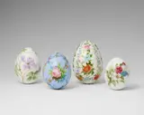 Four porcelain Easter eggs with floral decor by Imperial Porcelain Manufacture St. Petersburg, sold Apr 2026