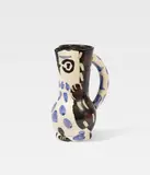 Pablo Picasso, Cruchon hibou, 1955, Ceramic jug. White clay with blue, black and brown engobe and incised decoration, glazed; ceramic, Madoura edition