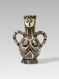 Pablo Picasso, Vase deux anses hautes, 1953, Ceramic jug. White clay, black engobed, partially glazed and with incised decoration; ceramic, Madoura edition