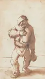 Adriaen van Ostade, Study of a Drunken Peasant Holding a Jug