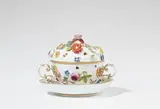 A Meissen porcelain ecuelle on stand with sculpted flowers and painted insects by Meissen Royal Porcelain Manufactory, sold Nov 2025
