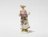 A Meissen porcelain figure of a Tyrolese lady selling trinkets by Meissen Royal Porcelain Manufactory, sold Nov 2025