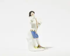 Peter Reinicke, A Meissen porcelain figure of Scaramouche
from the Commedia Dell'arte figure series made for Duke Johann Adolf II of Saxony-Weissenfels