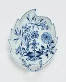 A Meissen porcelain leaf dish with onion pattern by Meissen Royal Porcelain Manufactory, sold Nov 2025