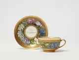A large Berlin KPM porcelain cup and saucer with wreaths of flowers by Königliche Porzellanmanufaktur Berlin Kpm, sold Jun 2025