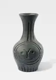 Pablo Picasso, Visage gravé noir, 1953, Ceramic vase. White clay with black engobe and engraved decoration; ceramic, Madoura edition