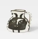 Pablo Picasso, Pichet tête carrée, 1953, Ceramic jug. White clay with black engobe and white enamel; ceramic, Madoura edition