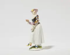 Peter Reinicke, A Meissen porcelain figure of a dancing Columbine
from the Commedia Dell'arte figure series made for Duke Johann Adolf II of Saxony-Weissenfels