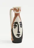 Visage by Pablo Picasso, 1955, Ceramic jug. White clay with brown and black engobe decor, glazed inside; ceramic, Madoura edition, sold Nov 2024