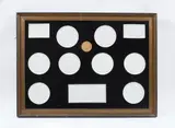 Bertel Thorvaldsen, Two frames with 25 porcelain reliefs by Bertel Thorvaldsen, Framed under glass. Ebonised and bronze painted softwood frames, H 68, W