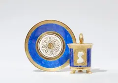 Leonhard Posch, A Berlin KPM porcelain cup and saucer with a relief portrait of Princess Luise