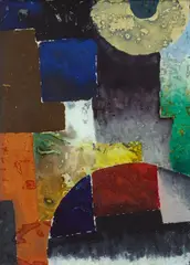 Arnold Topp, Malven, 1923, Reverse glass painting with semi-opaque and opaque paint colours and backed with tin foil