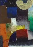 Arnold Topp, Malven, 1923, Reverse glass painting with semi-opaque and opaque paint colours and backed with tin foil