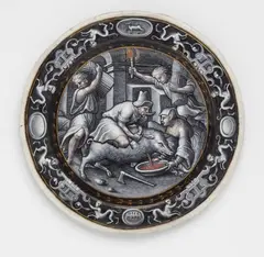 Pierre Reymond, A Limoges enamel plate with an allegory of December