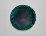 Venini & C. Murano, A Murrine platter
Venini & C., Murano, designed by Tobia Scarpa, around 1957/59, produced in 1992., Murrine made from transparent green and opaque black glass, with polished surface. Inscribed on the base "venini 1992/03". D