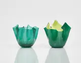 Venini & C. Murano, Two small fazzoletti dishes
Venini & C., Murano, designed by Fulvio Bianconi,1949, one produced soon after, the other in 1994.
