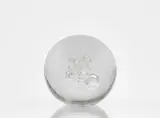 Alfredo Barbini, A large glass sphere
Vetreria Alfredo Barbini, Murano, presumably 1970s., Solid clear glass paperweight with bubble inclusions. Inscribed on the stand "Barbini Murano", manufacturer's label. H ca. 20, D ca
