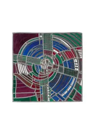 Georg Meistermann, Ich bin der gute Hirte/Aussendung des Kreuzes, Circa 1961, Leaded glass window with black stain and metal frame