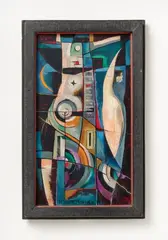 Hanns Lamers, Zwei Figuren, 1964, Reverse glass painting