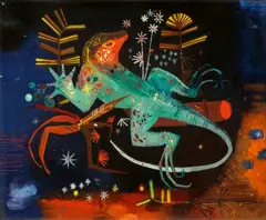 Heinrich Campendonk, Eidechse, Circa 1919, Reverse glass painting