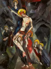 Carlo Mense, Kreuzabnahme, 1914/1915, Glass and reverse glass painting