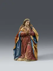 Bartholomäus Steinle, A carved limewood figure of the kneeling Virgin from a coronation scene, attributed to Bartholomäus Steinle.