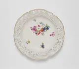 A Meissen porcelain dessert plate with fruit and flowers from a service for King Frederick II by Meissen Royal Porcelain Manufactory, sold Apr 2023