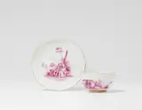 A Meissen porcelain cup and saucer decorated in the style of Watteau by Meissen Royal Porcelain Manufactory, offered Apr 2023
