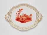 A Berlin KPM porcelain tray with "ponceau" Watteau figures from a coffee service by Königliche Porzellanmanufaktur Berlin Kpm, offered Apr 2023
