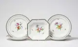 Four Berlin KPM porcelain dessert plates and a compote dish from a dinner service with oak leaf decor by Königliche Porzellanmanufaktur Berlin Kpm, sold Apr 2023