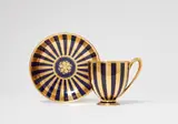 A Royal Vienna cup and saucer with striped decor by Imperial Manufactory directed by Konrad von Sorgenthal Vienna, sold Apr 2023
