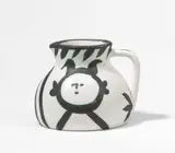 Pichet têtes by Pablo Picasso, 1953, Ceramic jug. White clay with black decor, partly glazed white; ceramic, Madoura edition, sold Dec 2022