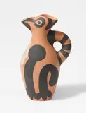 Pichet Yan by Pablo Picasso, 1952, Ceramic jug. Red clay with black and white engobe painting; ceramic, Madoura edition, sold Dec 2022