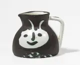 Têtes by Pablo Picasso, 1956, Ceramic jug. White clay with black decor, partly glazed white; ceramic, Madoura edition, sold Jun 2022