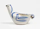 Sujet colombe by Pablo Picasso, 1959, Ceramic. White clay, glazed white with blue and black engobe painting and incised decor; ceramic, Madoura edition, sold Jun 2022
