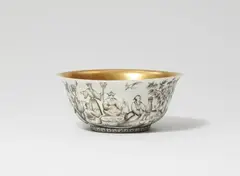 Ignaz Preissler, A Meissen Boettger porcelain slop bowl with Chinoiserie decor