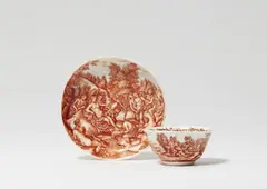 Manufaktur Claudius Innocentius Du Paquier Wien, A museum quality Vienna porcelain tea bowl and saucer painted by Ignaz Preissler