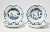 Four Meissen porcelain dishes with rare underglaze blue Chinoiserie decor by Meissen Royal Porcelain Manufactory, sold May 2022