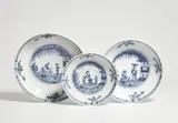 Three Meissen porcelain dishes with rare underglaze blue Chinoiserie decor by Meissen Royal Porcelain Manufactory, sold May 2022