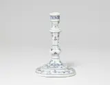 Two early Meissen porcelain candlesticks with "onion pattern" decor by Meissen Royal Porcelain Manufactory, sold May 2022