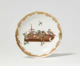 Johann Friedrich Metzsch, A Meissen porcelain saucer with green acanthus reliefs