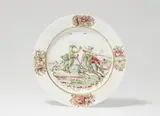 A Meissen porcelain plate with hussars by Meissen Royal Porcelain Manufactory, sold May 2022