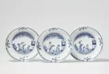 Three Meissen porcelain dishes with rare underglaze blue Chinoiserie decor by Meissen Royal Porcelain Manufactory, offered May 2022